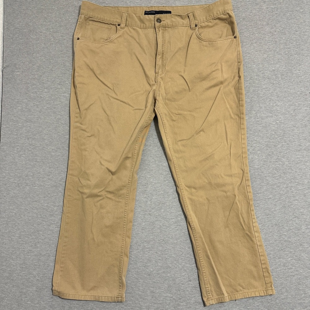 Rocawear Classic Fit Chino Pants Cotton Streetwear Mens Tan Khaki 48x30